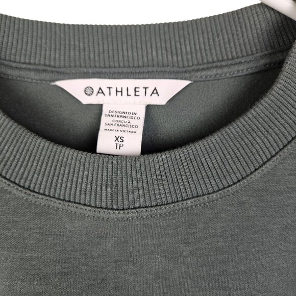 Athleta Triumph Hybrid Crewneck Pullover Sweatshirt Bali Green Size XSmall - Picture 8 of 9
